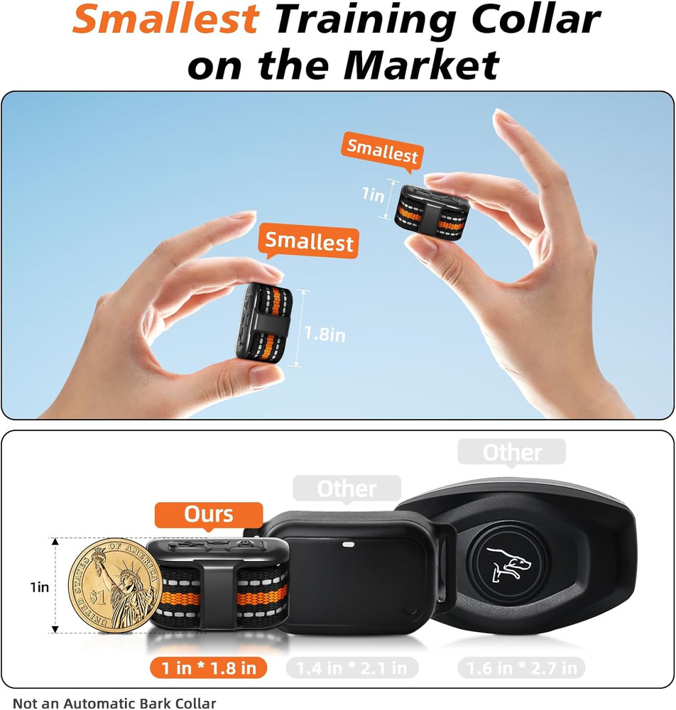 Small Dog Training Collar with Remote Waterproof Rechargeable 1300Ft Range Adjus