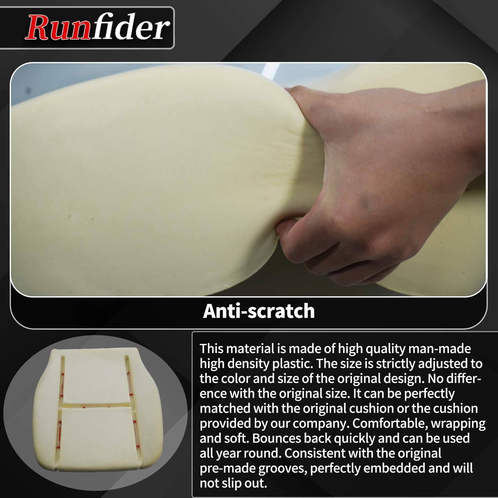 Driver Side bottom Replacement Seat Foam Cushion Seat Foam Pad Compatible wit...