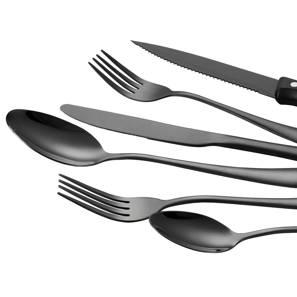 48-Piece Black Silverware Set