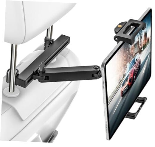 Car Headrest Tablet Holder, [Large Clamp] [Thick Case Friendly] Tablet Mount