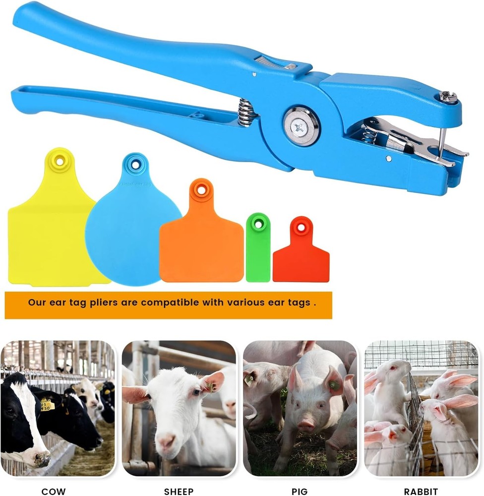 Cattle Ear Tag Applicator Cow Pliers Tagger Universal Blue