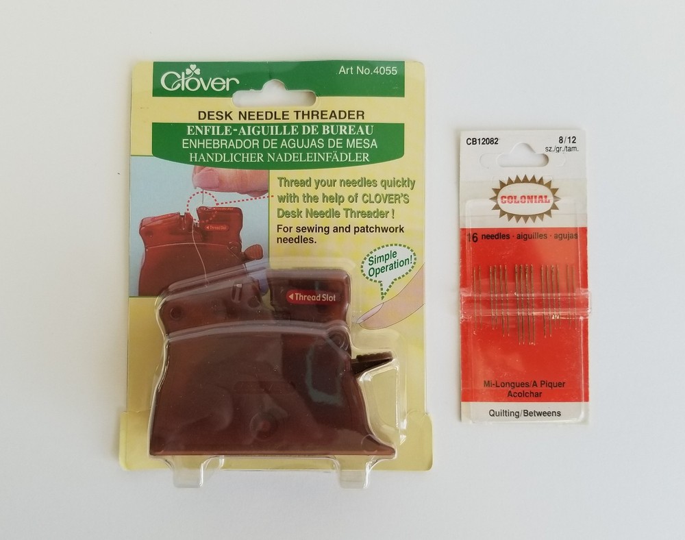 Clover Desk Needle Threader & Colornial Quilting Needles