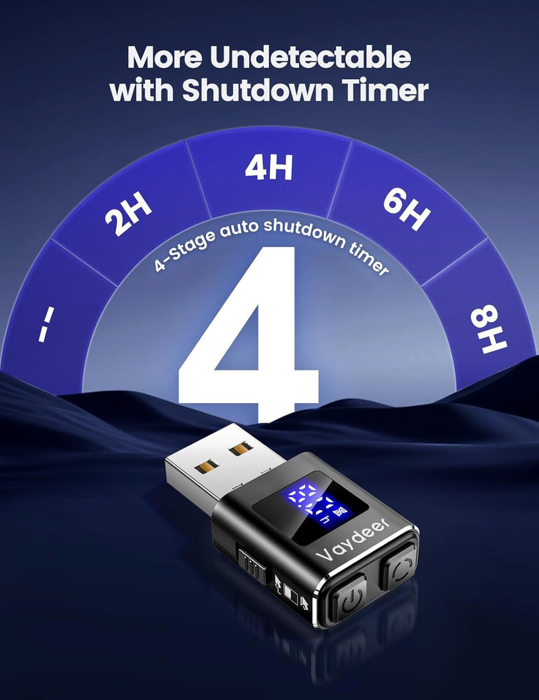 Metal Mini Mouse Jiggler, T5S Mover with Timer, LED Black