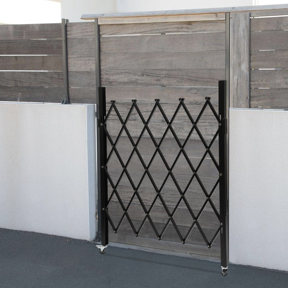 Security Gate Rolling Barricade Single Folding Doors Scissor Gate with Padlock