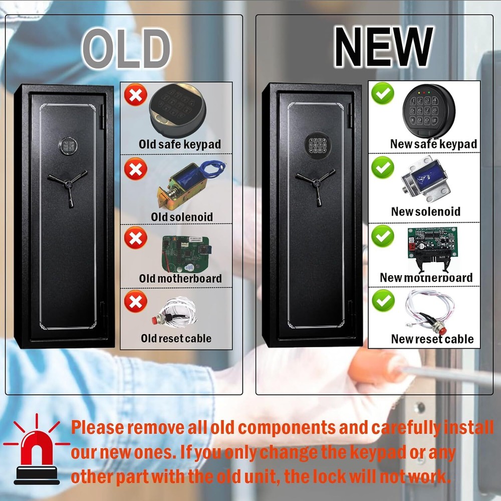 Gun Safe Lock Replacement Black Keypad with Solenoid Lock Safe Electronic Lock