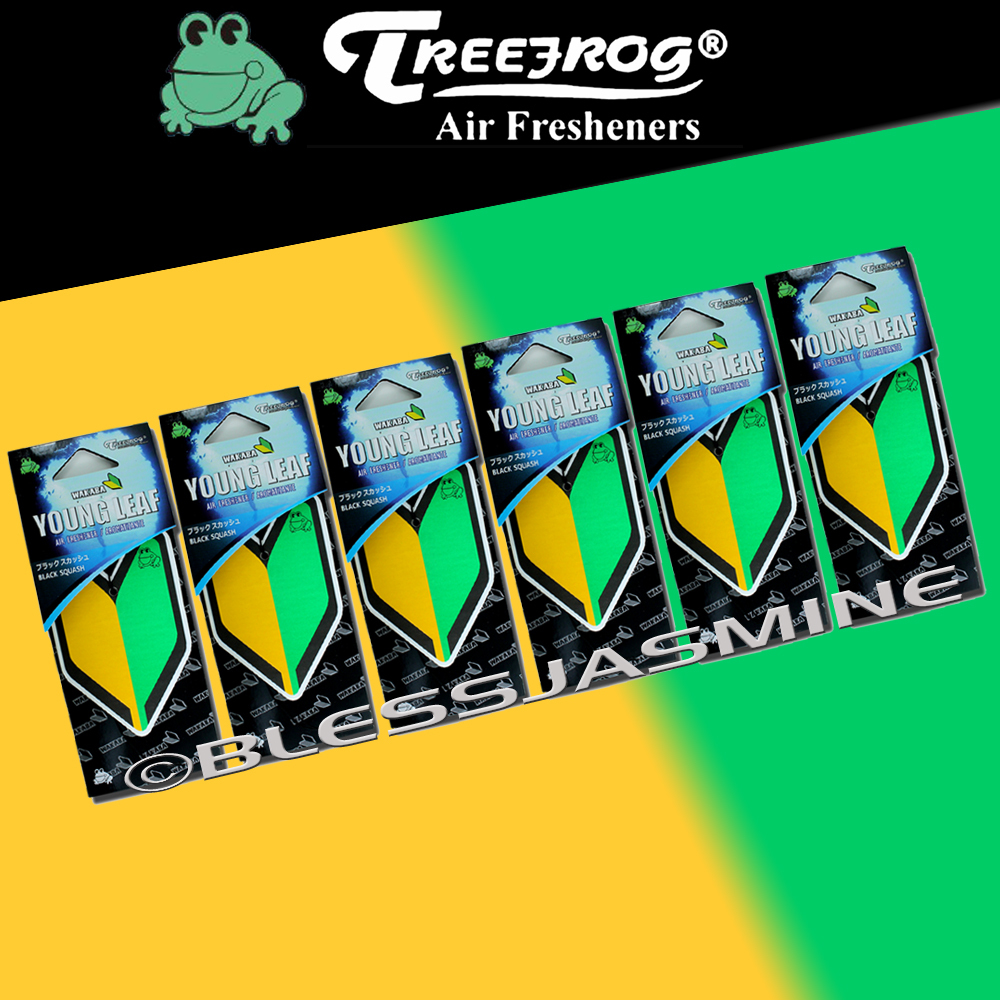6 PACK Wakaba Japan Treefrog Young Leaf Black Squash Scent JDM Air Freshener