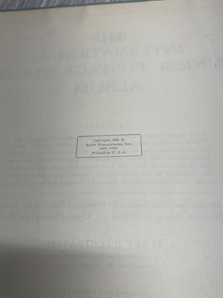 Scott International Postage Stamp Album Junior Edition 870 Stamps Vintage 1939