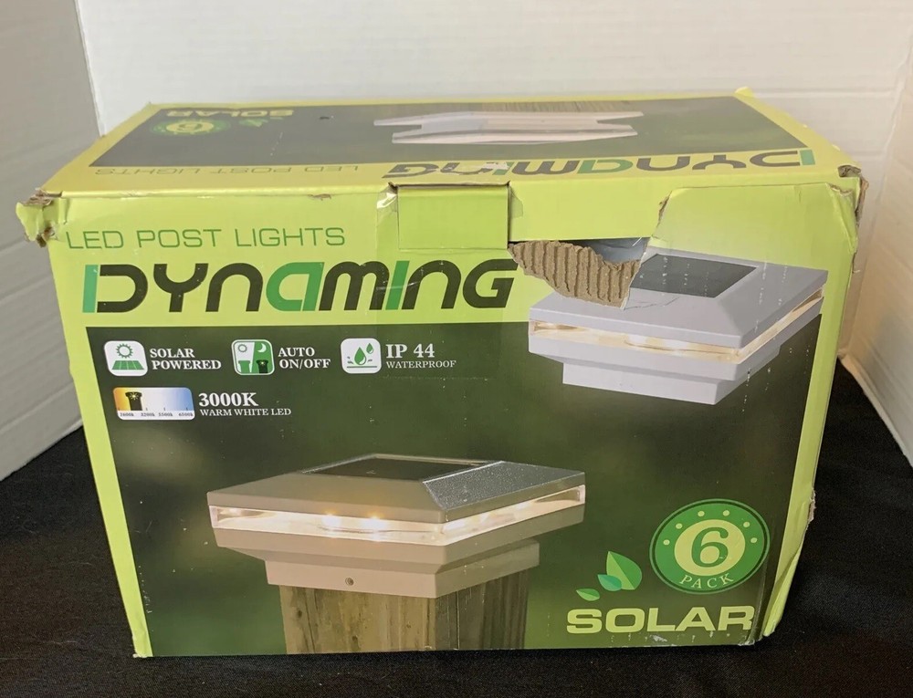 Solar Post Lights Dynaming 6 Pack Outdoor Decorative Post Cap Light 3000K White