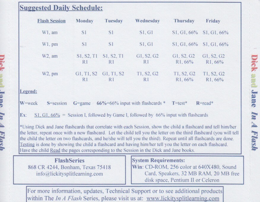 Dick and Jane in a Flash CD-ROM flashseries.com virtual flashcards reading