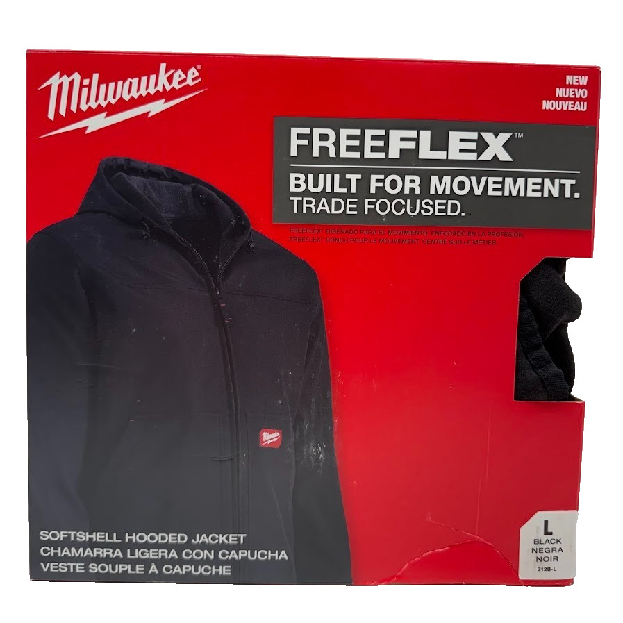 Milwaukee Men's Large Black FREEFLEX Softshell Hooded Jacket