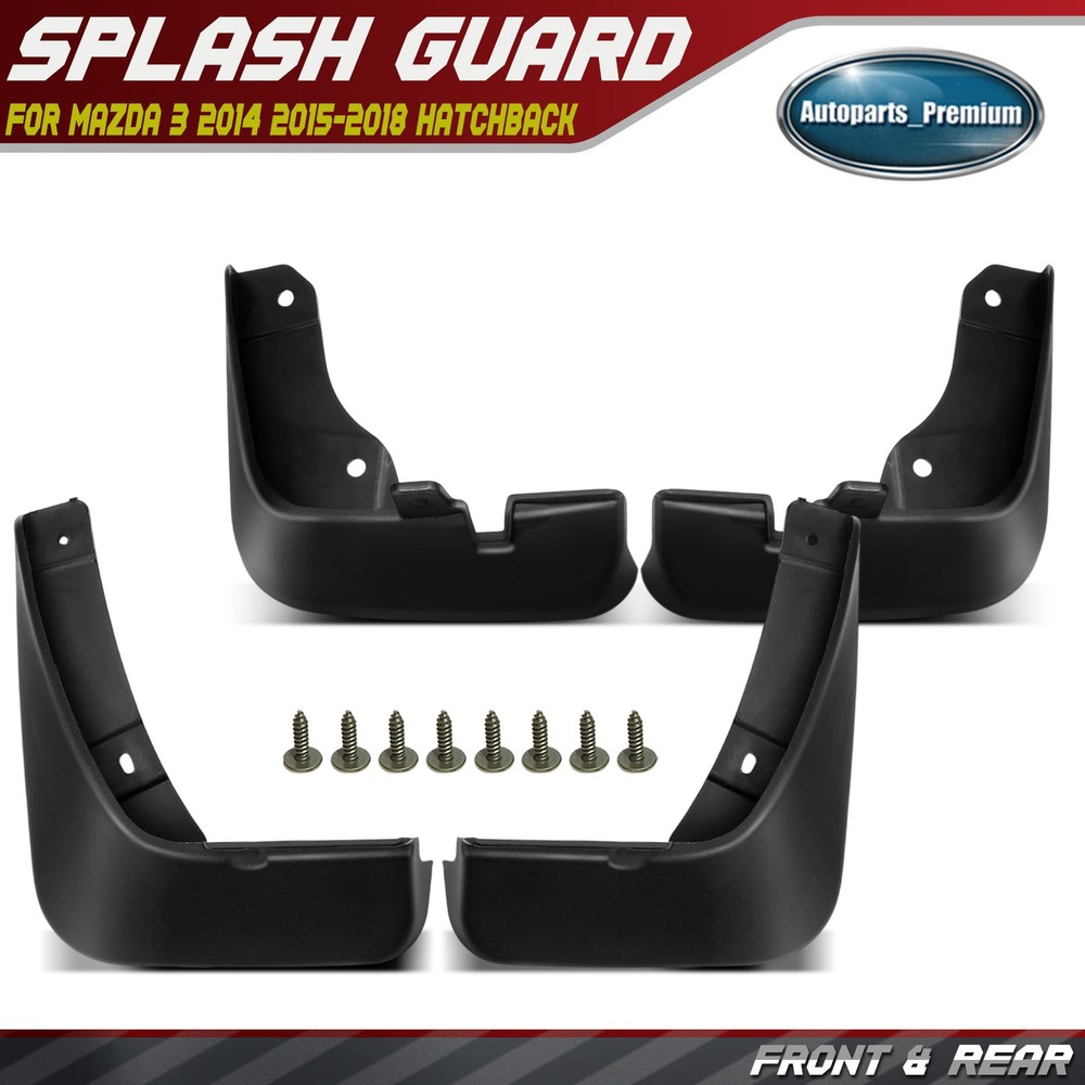 4Pcs Front & Rear Side Splash Guards Mud Flaps for Mazda 3 2014-2018 Hatchback