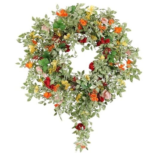 24IN Spring Summer Wreath Multicolor Wreath Spring Floral, Silk Multi2