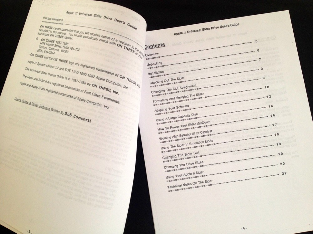 On Three Sider Driver & Manual / Apple III Home Computers