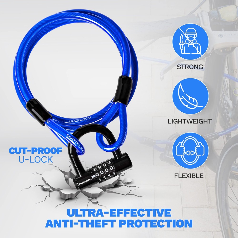 Security Cable Lock Set (5' to 25') Looped Ends, Weatherproof, Keyless Compac...