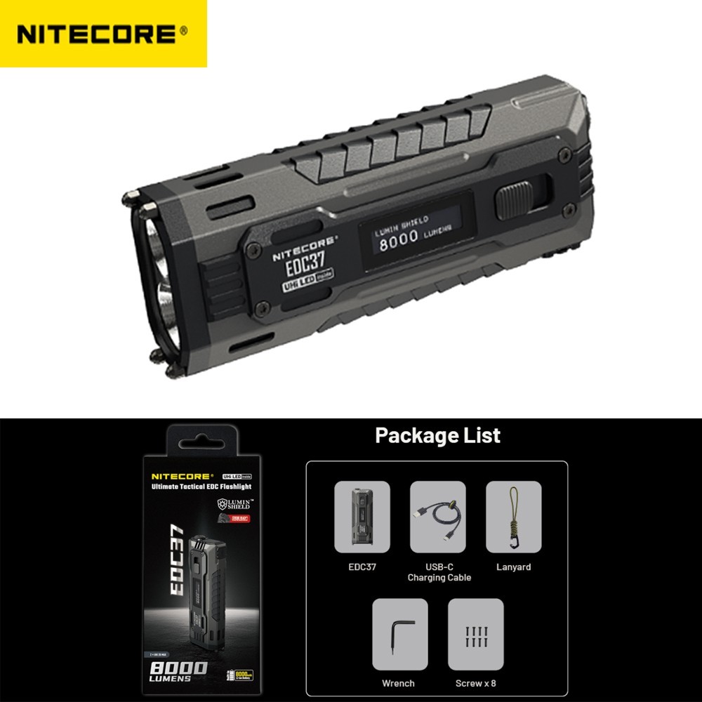 Nitecore EDC37 8000 LM USB-C Rechargeable Flat EDC Ultimate Tactical Flashlight