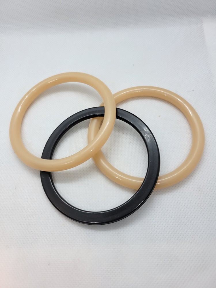 3 Bracelets Bangles Black Cream  Vintage