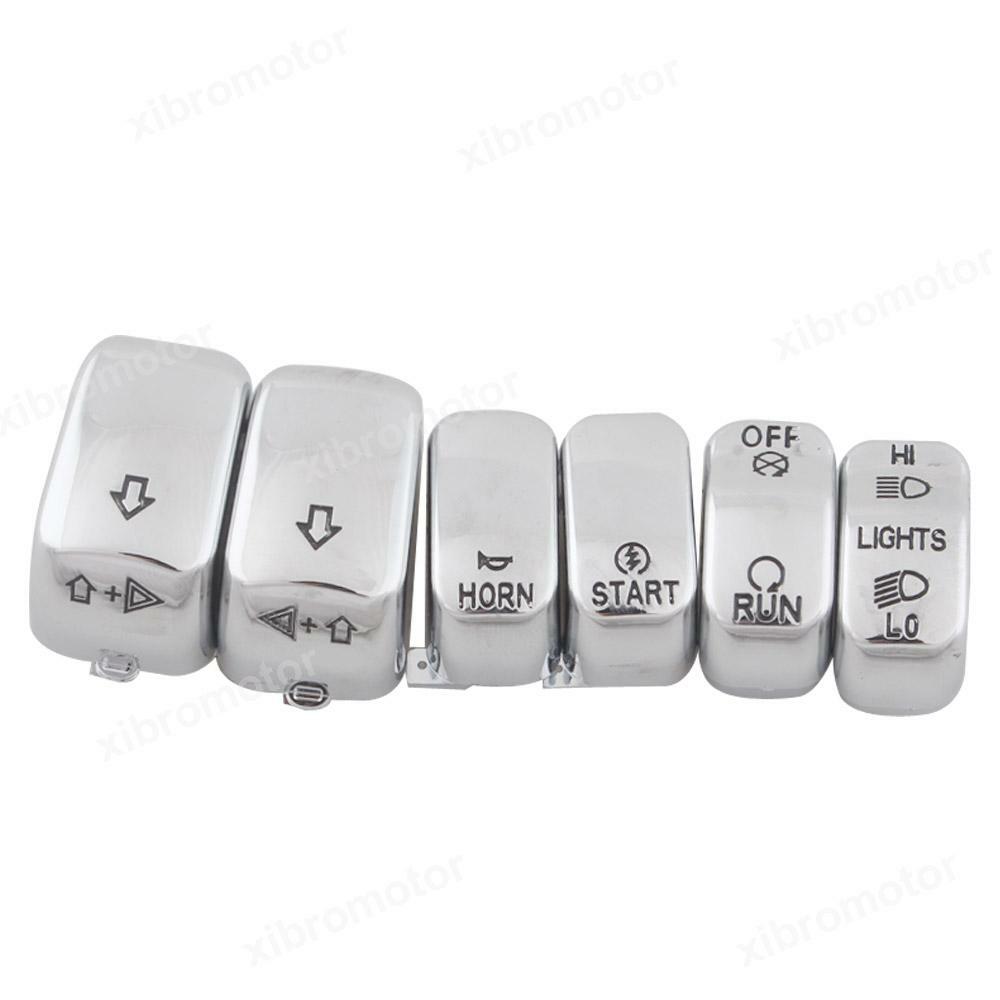 Chrome Switch Housing Cover+6pcs Hand Control Button Switch Caps Fit For Harley