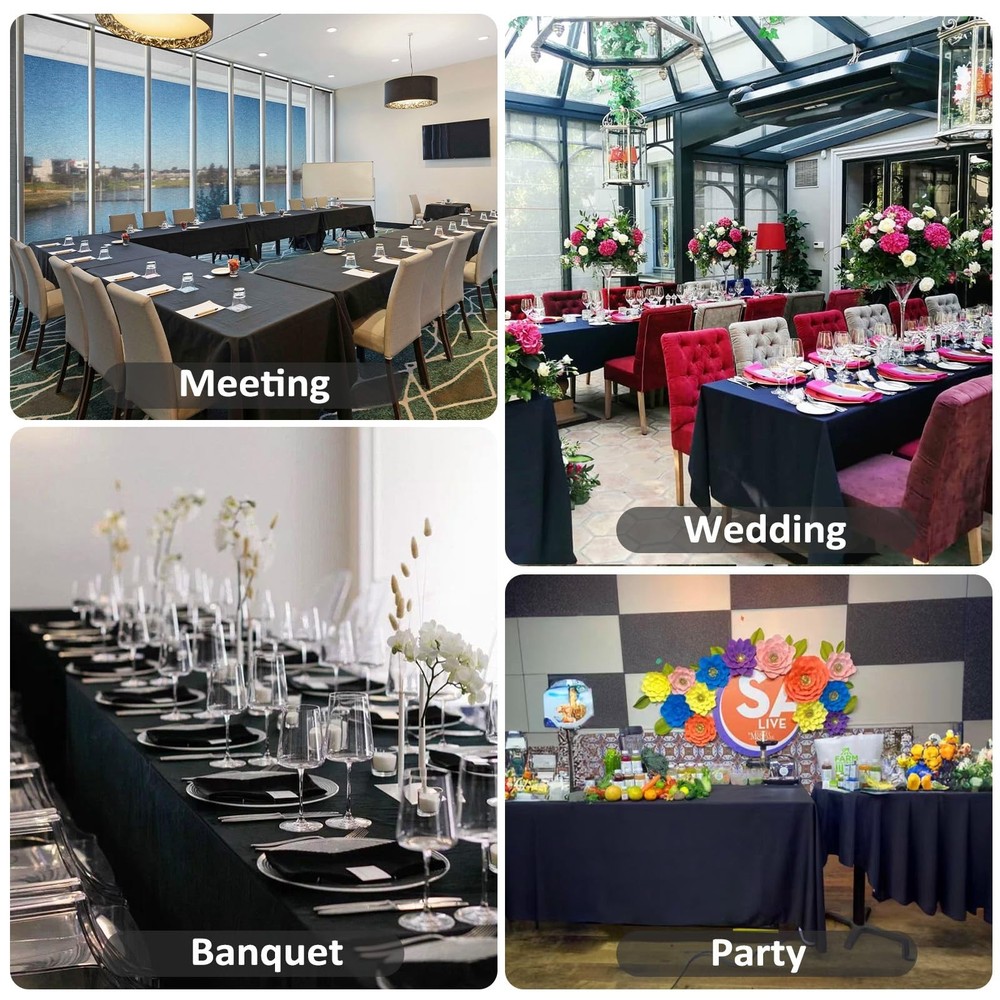 12 Pack Black Tablecloths 60 x 102 Inch Rectangular Table Cloths for Rectangl...
