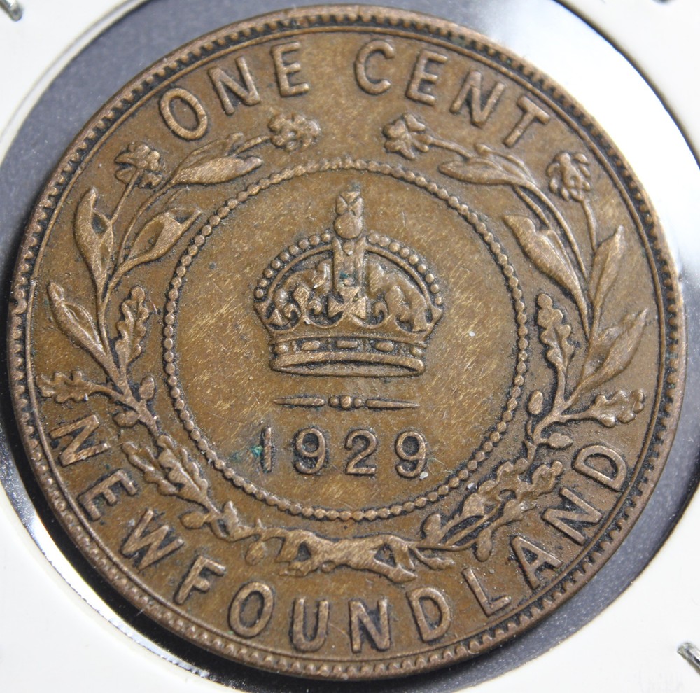 1929 NEWFOUNDLAND LARGE ONE CENT PENNY COIN