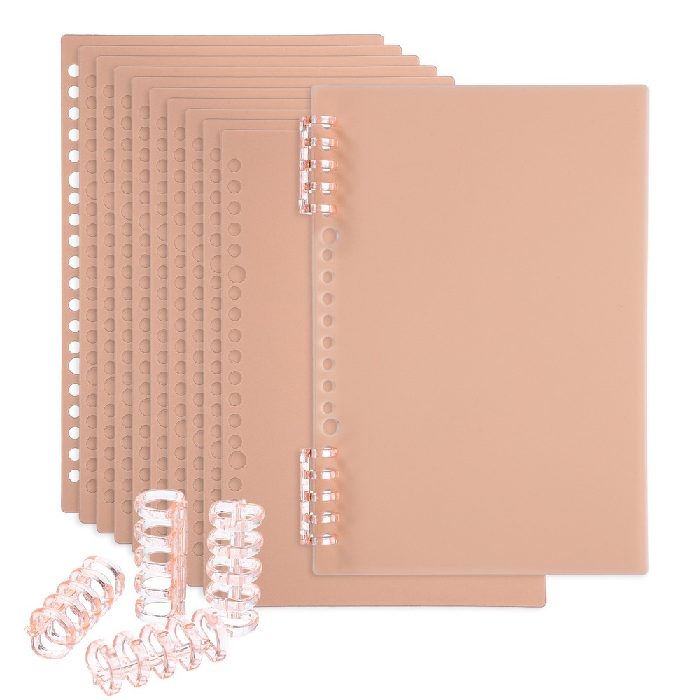 12 Pack A5 22 Mil Plastic Notebook Binder Covers with Binding Comb, Pink
