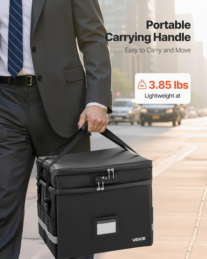 Fireproof Document Box 1832 ℉ Heat Insulated Fireproof & Waterproof Box with Loc