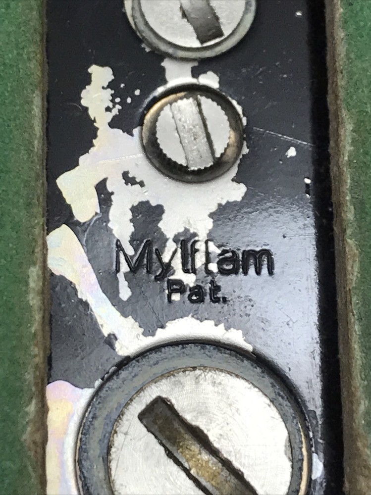 Vintage MYLFLAM .835S Silver Embossed Case TABLE LIGHTER Push Button