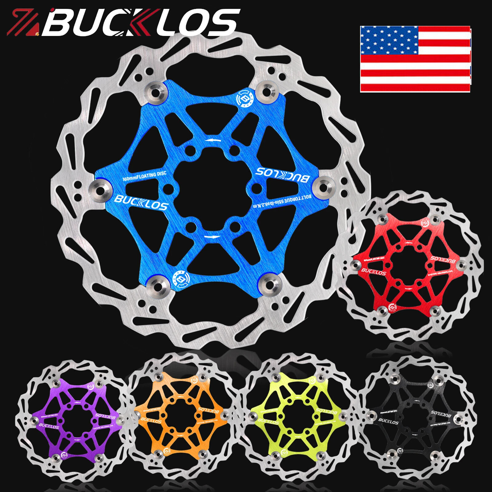 6 Bolt Floating Rotors 160/180/203mm for Hope MTB Bike Disc Brake Pad Caliper US