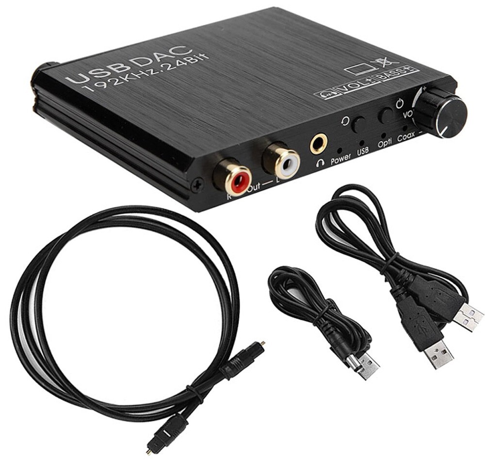 Premium Digital To Analog Audio Decoder Volume Bass Control Dial USB Sound Card