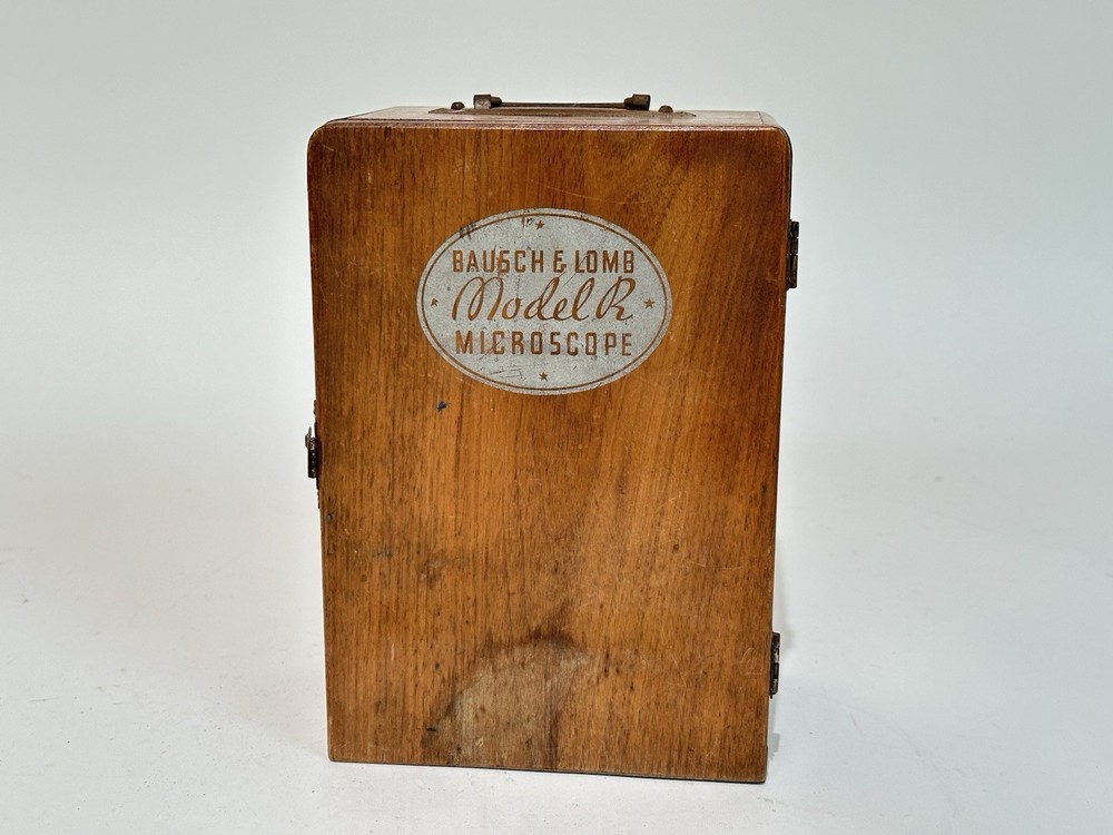 Bausch & Lomb Model R Microscope with slides & Wooden Case