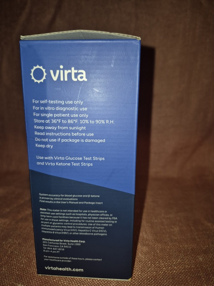 Virta Glucose & Ketone Meter Kit Bluetooth -New Open Box