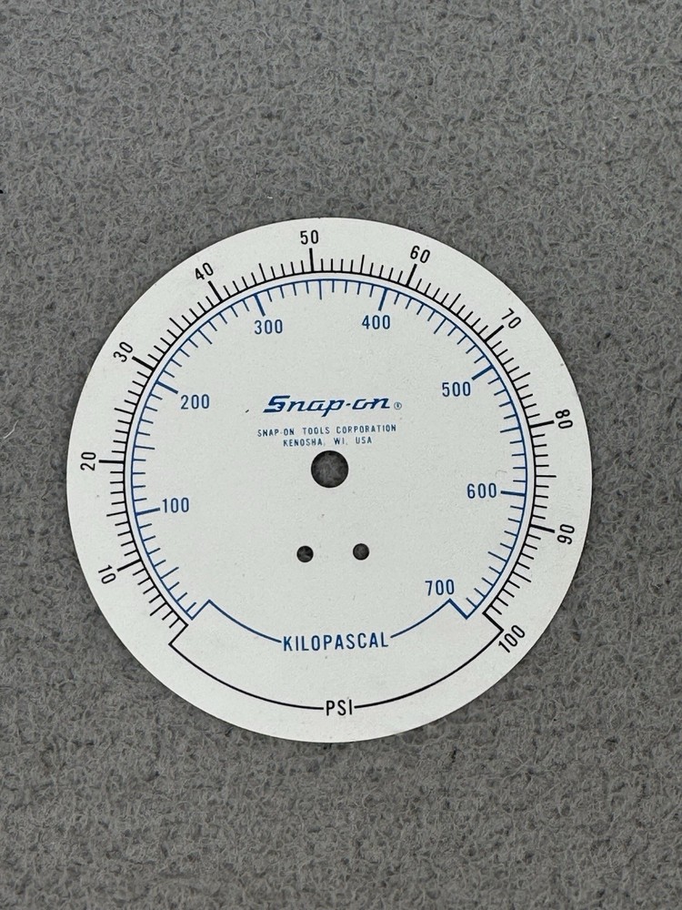 Snap On 700PSI Kilopascal Compression Tester Gauge Face Replacement Part NOS