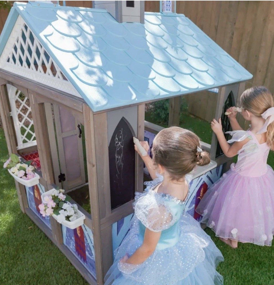 KidKraft Disney Frozen Arendelle Wooden Outdoor Playhouse Elsa Anna Kids