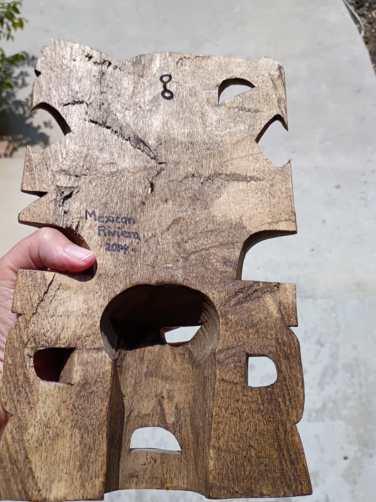 Hand Carved Wood Aztec Tribal Sculpture Mask Totem Mexican Riviera Yucatan Art