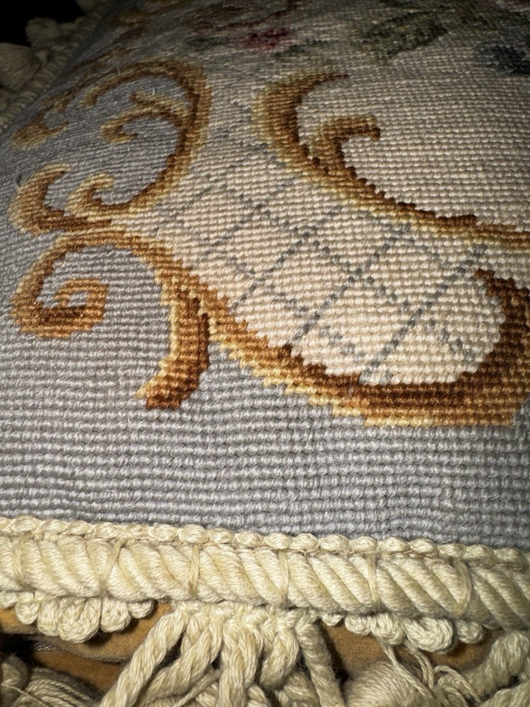 Needlepoint Pillow Petit Point - 14”x18” - Feather/Down