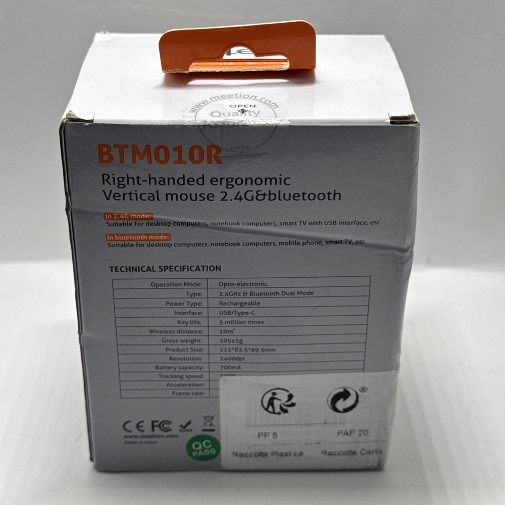 MEETION Ergonomic Vertical Mouse, Wireless Vertical Mouse. Bluetooth