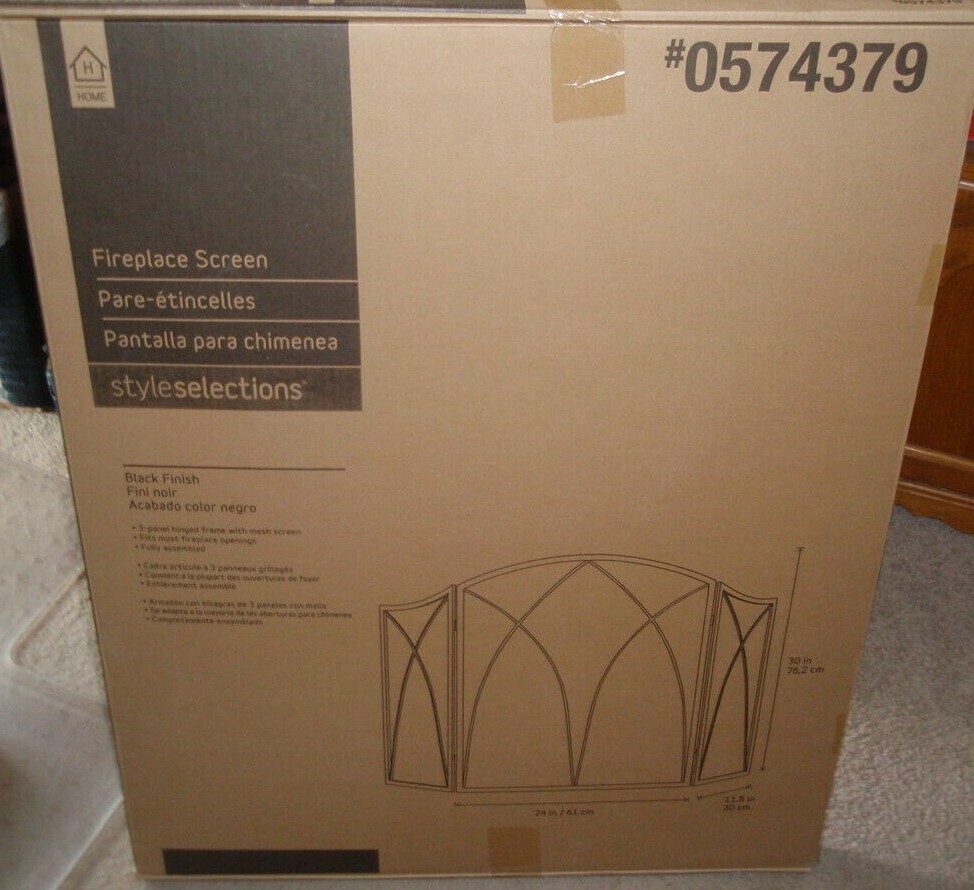 Style Selections Black Finish 3-Panel Hinged Frame w/Mesh Screen-Fully Assembled