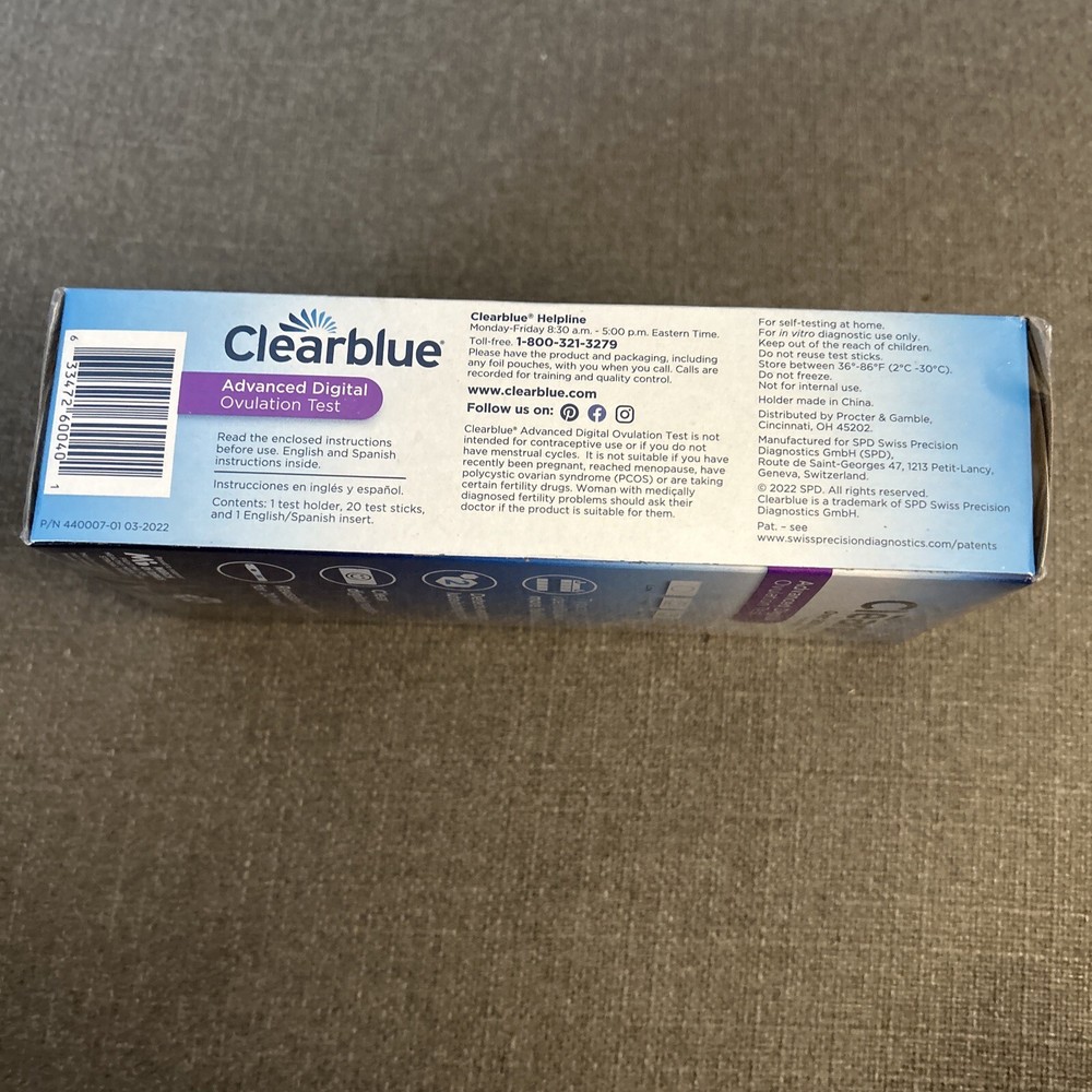 New Clearblue Advanced Digital Ovulation Predictor Kit - 20 Count Exp Date:03/25