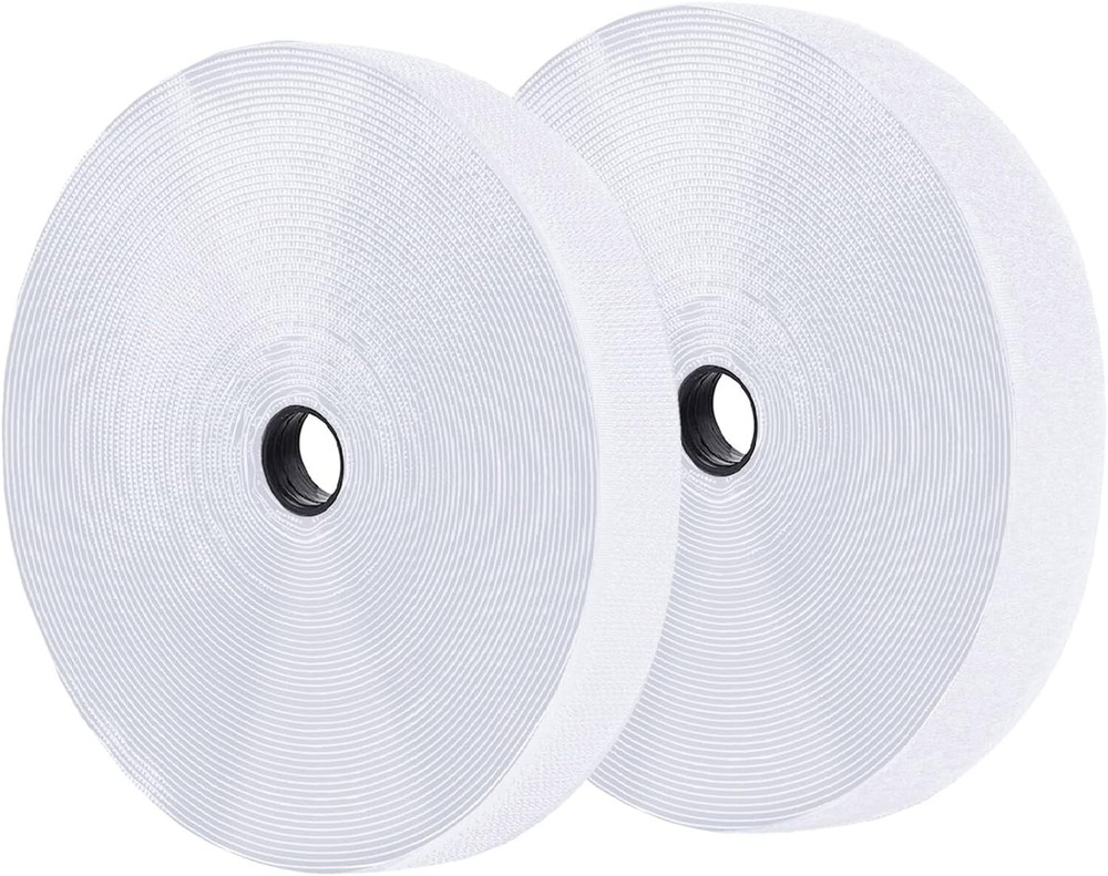 HOOK & LOOP Combo Adhesive Strips Bulk Pack - 1" x 75', White