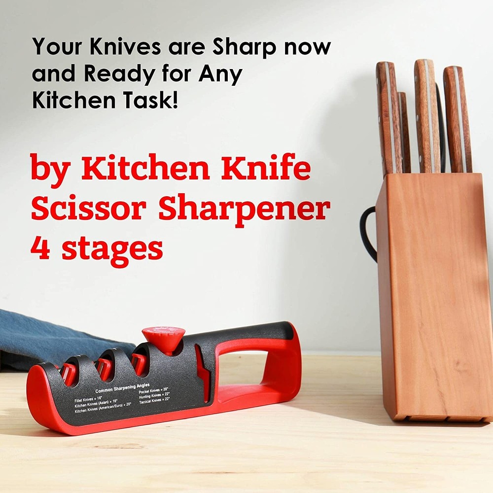 4 in 1 Knife Sharpener Professional Ceramic Tungsten Kitchen Sharpening System