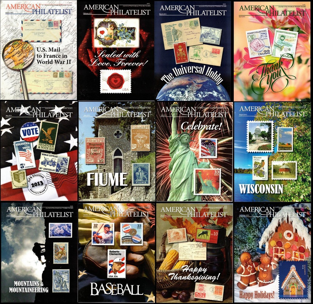 AMERICAN PHILATELIST 12 ISSUES 2013 ~ 1200 pages ~ Stamps, Covers, US, Worldwide