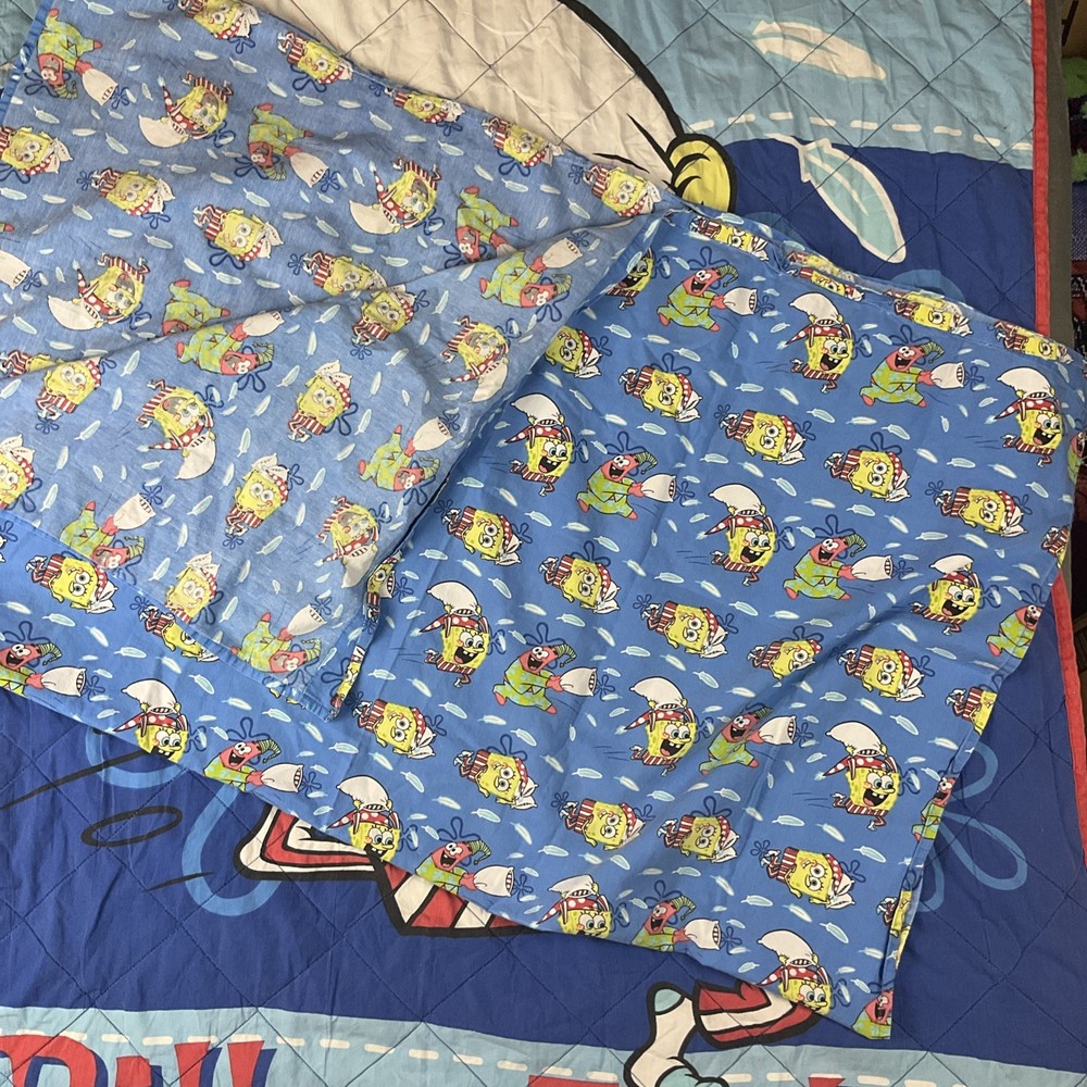 SpongeBob SquarePants & Patrick Toddler Bed Comforter & Sheet 53”x39” Y2K 2005