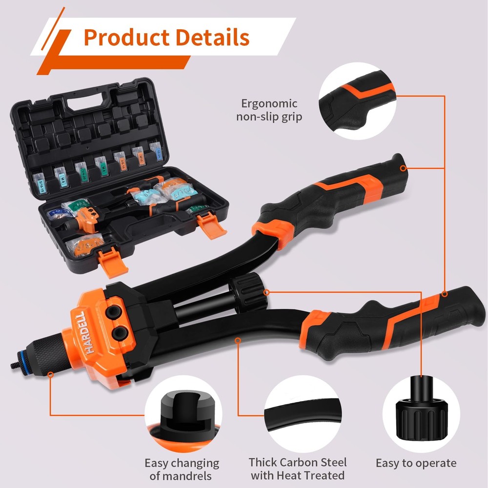 HARDELL Rivet Nut Tool, 14" Rivnut Tool with Upgraded Orange