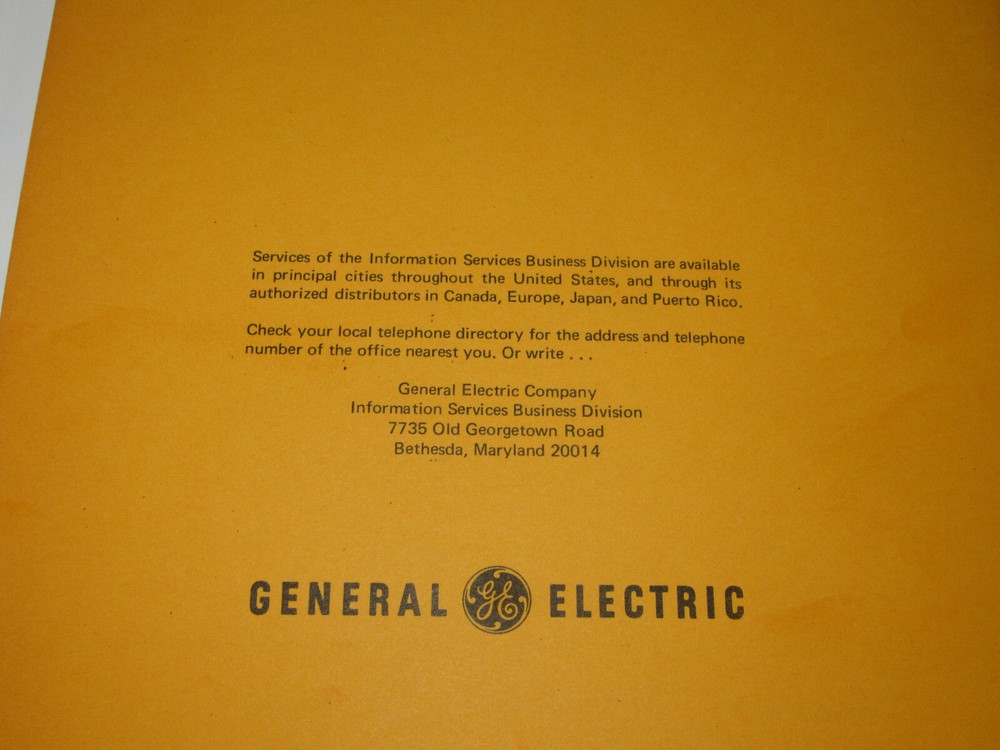 VTG 1973 GE/GENERAL ELECTRIC MARK III COMPUTER BASIC LANGUAGE REFERENCE MANUAL!
