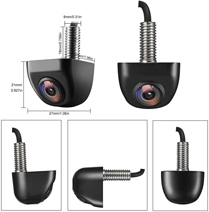 WD-011 NATIKA Backup/Front View Camera for Cars Pickup Trucks SUVs Van (Black)