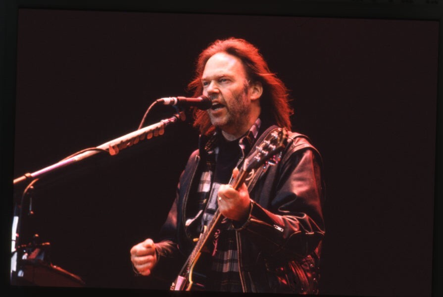 Neil Young Rock Icon plays guitar vintage concert Original 35mm Transparency