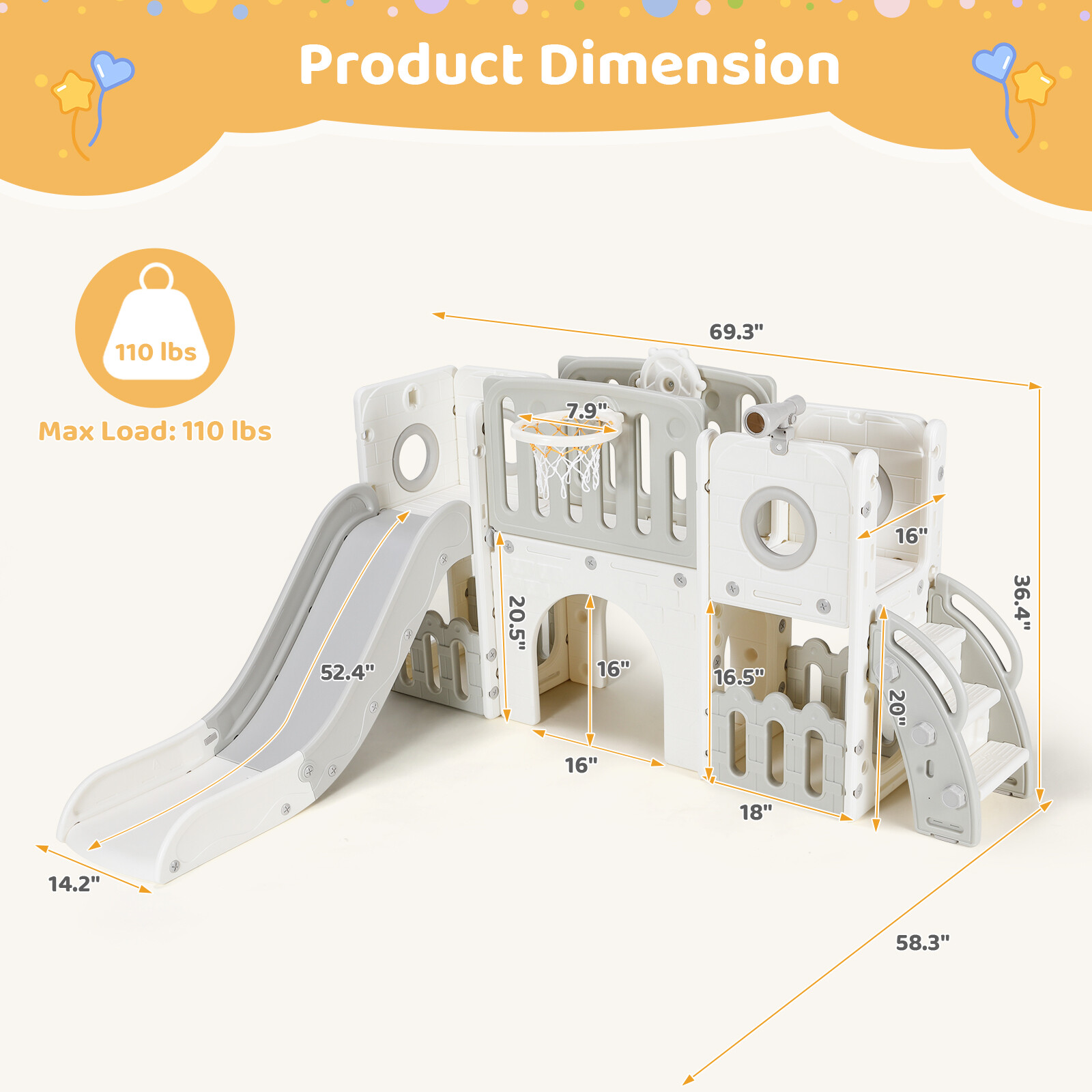 9 in 1 Toddler Slide Kids Climber Playset Indoor Outdoor Slide Playset for 3+