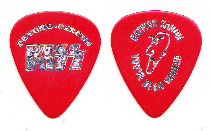 KISS Catfish Kanon Drum Tech Psycho Circus Red Guitar Pick - 1998-1999 Tour