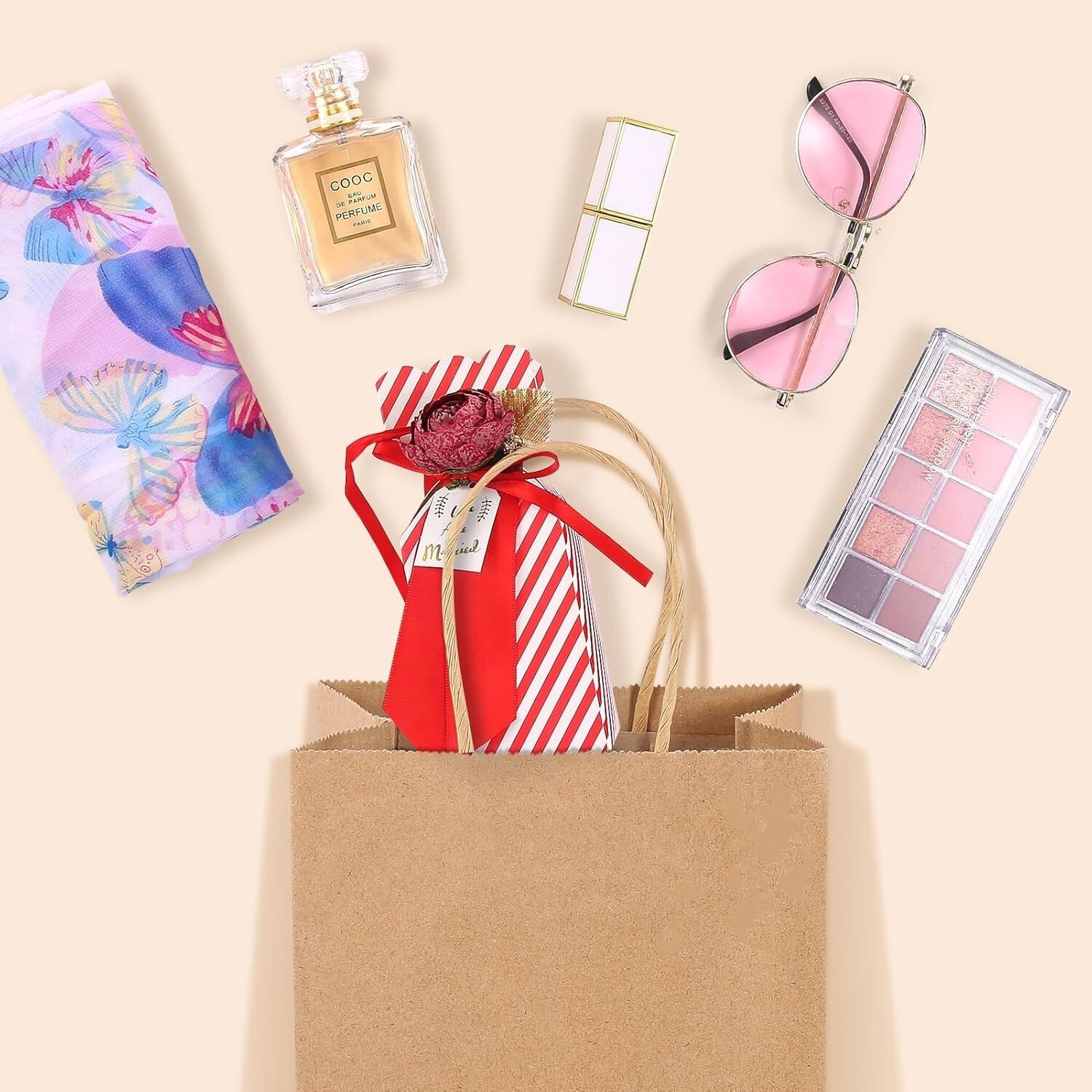 Kraft Paper Bags with Handles Party Shopping Gift Bags Bulk Brown White Black