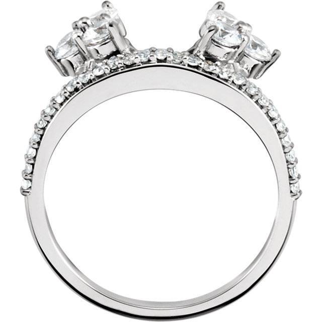 Diamond Accented Wrap-Style Enhancer Guard For Solitaire Engagement Ring 14K Wg
