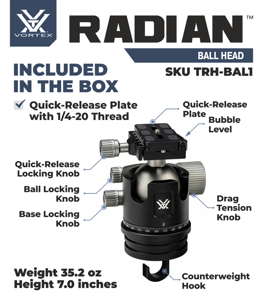 Vortex Optics Radian Ball Head with Free Camo Digital Hat Bundle
